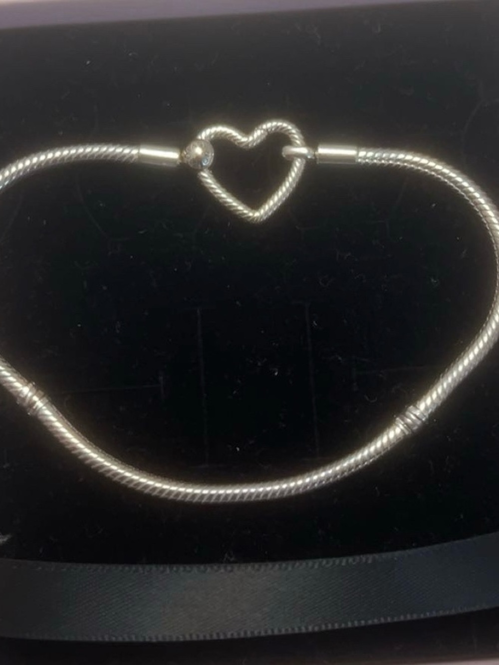 Pandora Silver Heart Clasp Snake Chain Bracelet - Silver